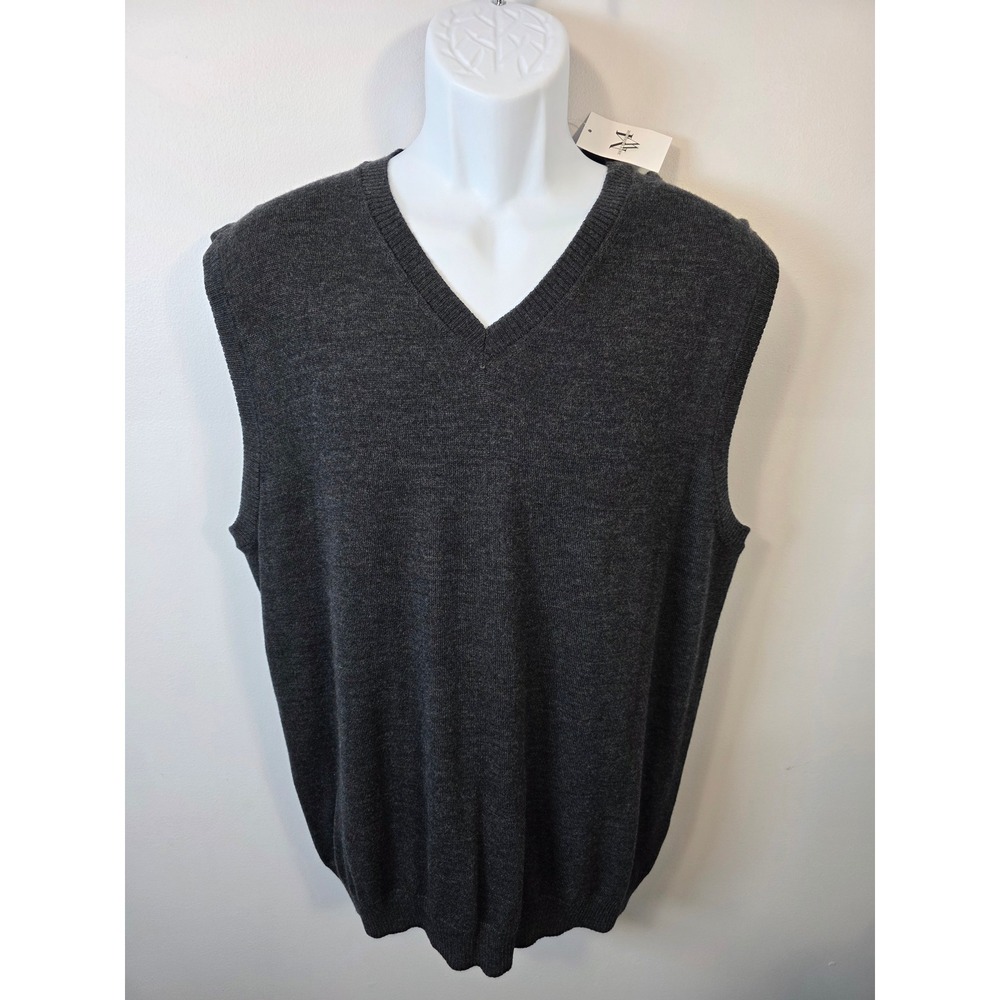 Pronto Uomo Mens Extra Fine Merino Wool Sweater Vest Charcoal Grey Large NEW